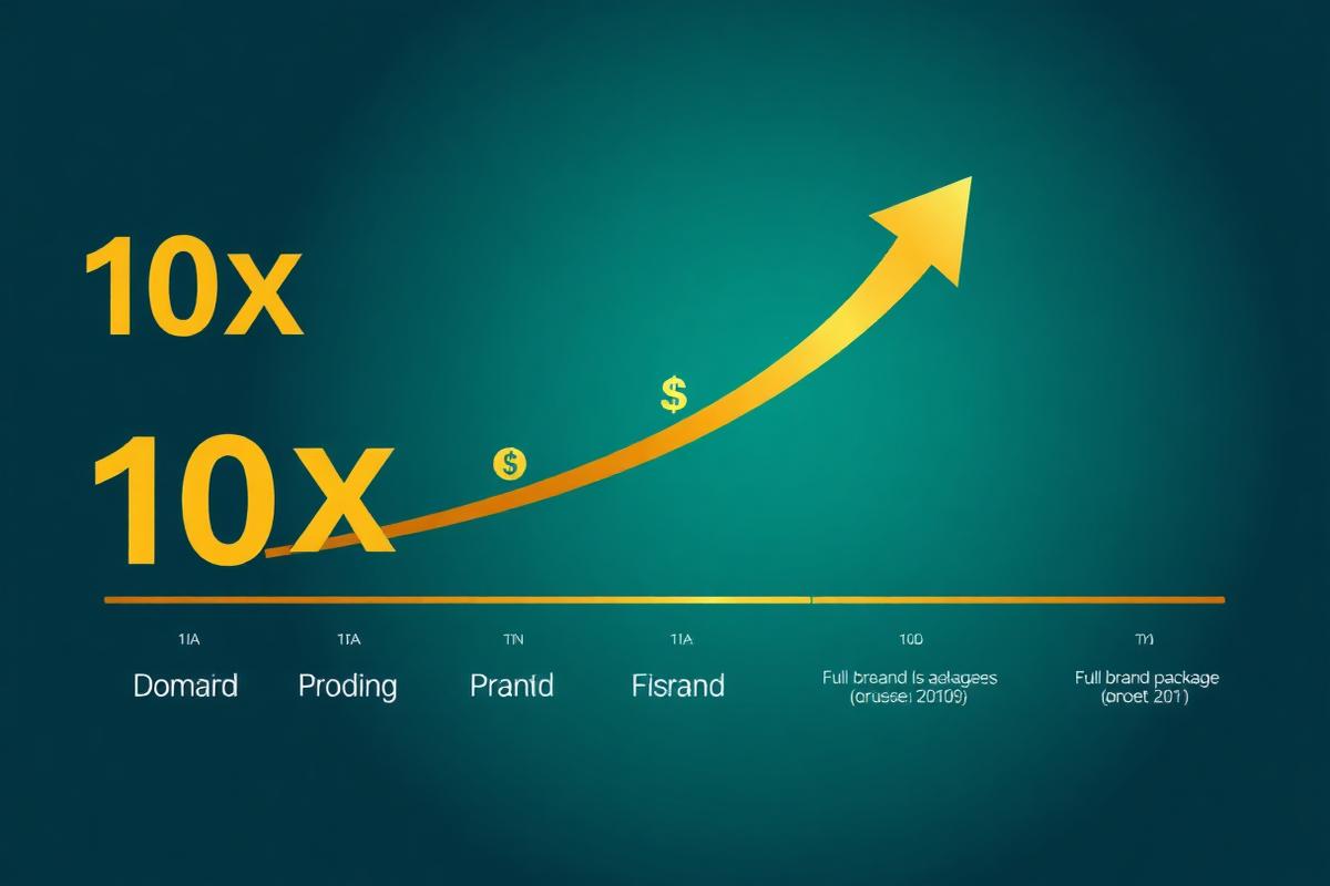 10x value multiplier chart showing domain to brand package value increase