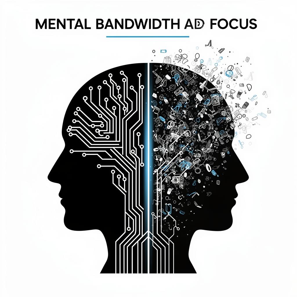 Mental bandwidth visualization - focused vs scattered thinking