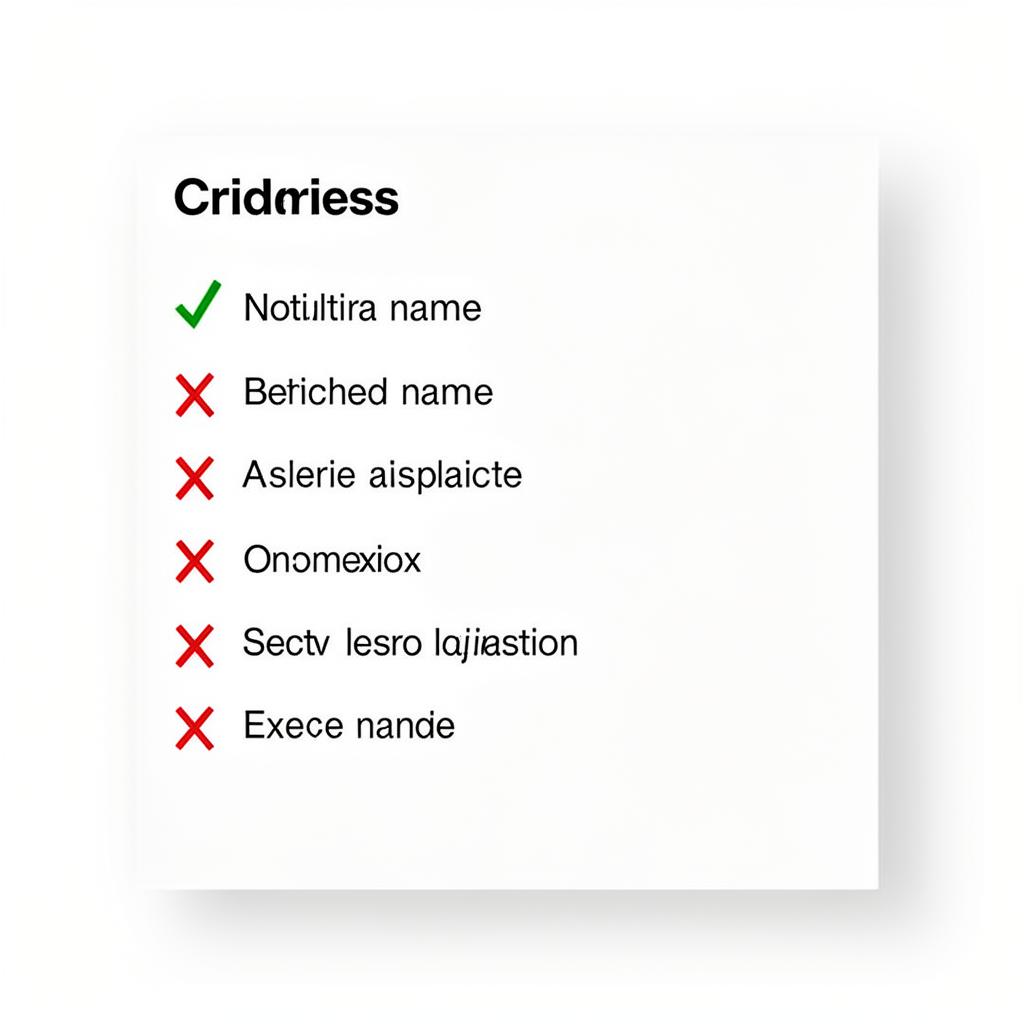 Startup naming checklist with criteria for evaluating business names